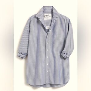 Frank & Eileen Shirley Italian Oxford Navy/White Stripe